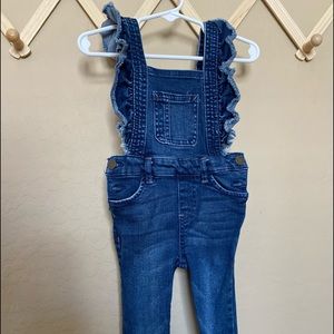 Art class toddler girl size 2t denim overall ruffle cutoff HSA blue Jean